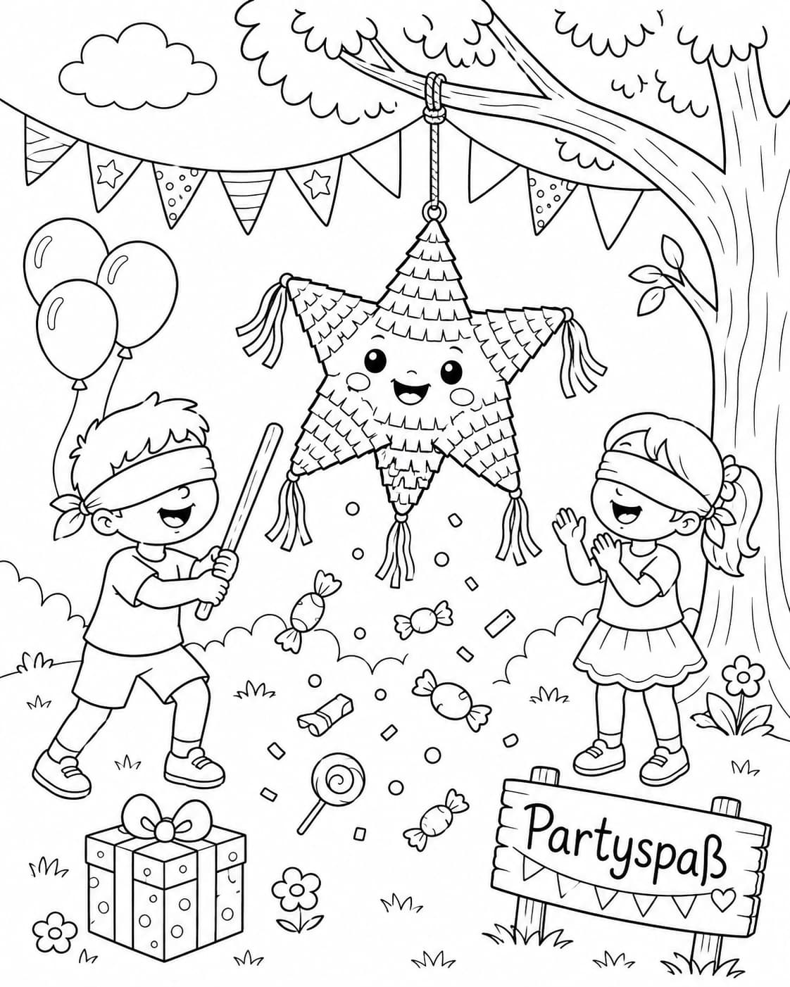 Geburtstag Motiv 4 als kostenloses Ausmalbild für Kinder